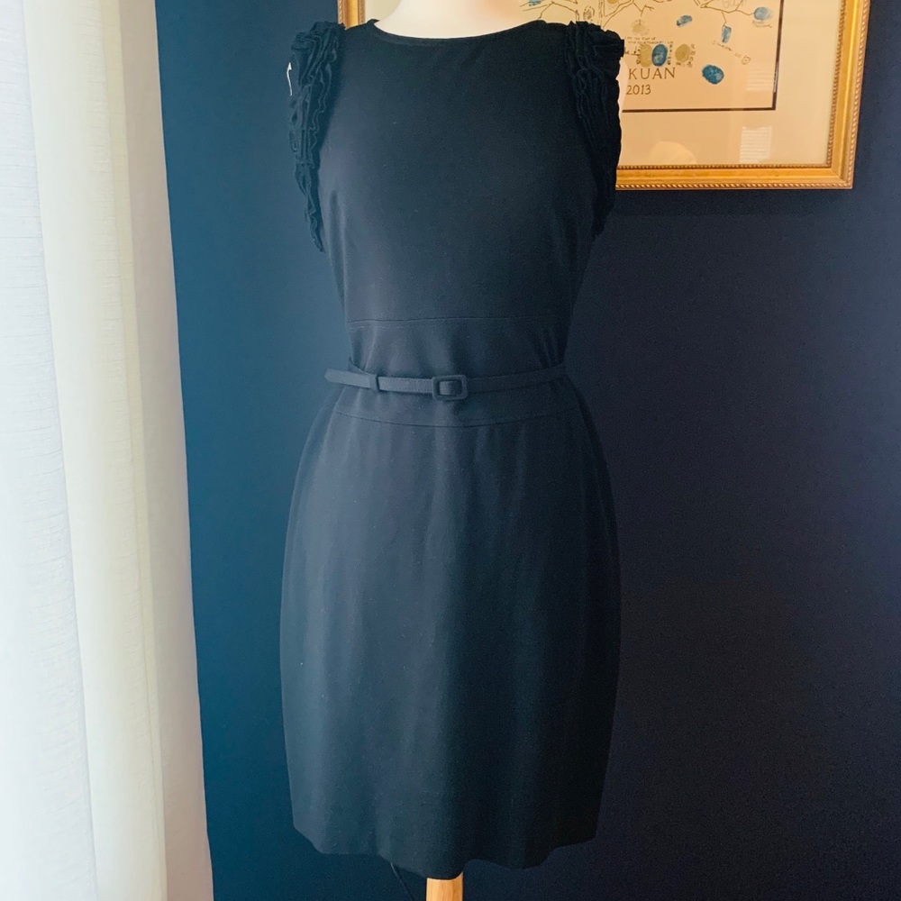 Taylor Black Belted Ruffle Sleeveless Dress 8